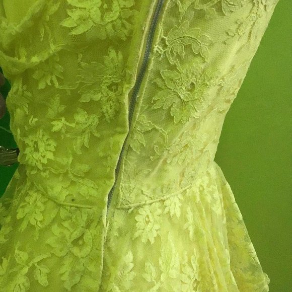 Rare Vintage 50s yellow dress Rockabilly lace bolero cocktails - Picture 16 of 16